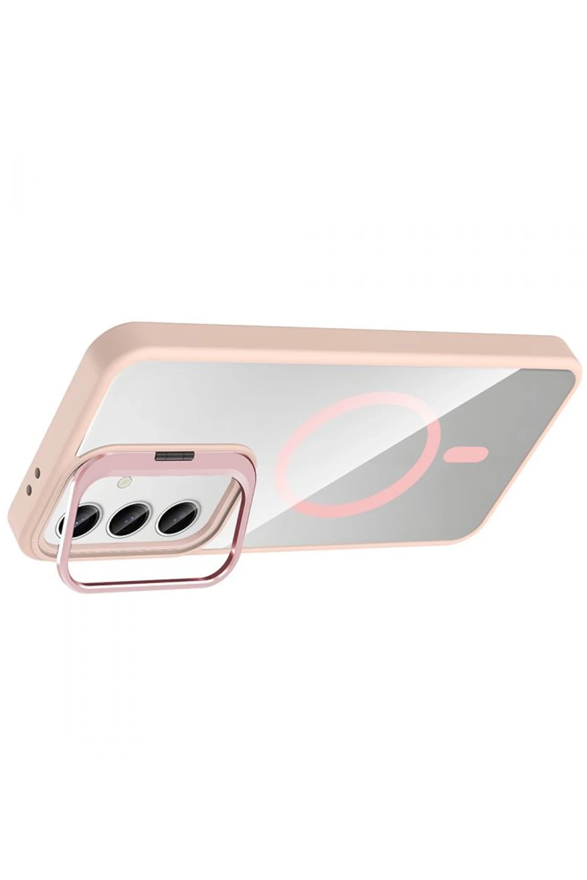 Joko Samsung Galaxy S24 FE Remim Lensli Magsafe Standlı Kapak - Pembe