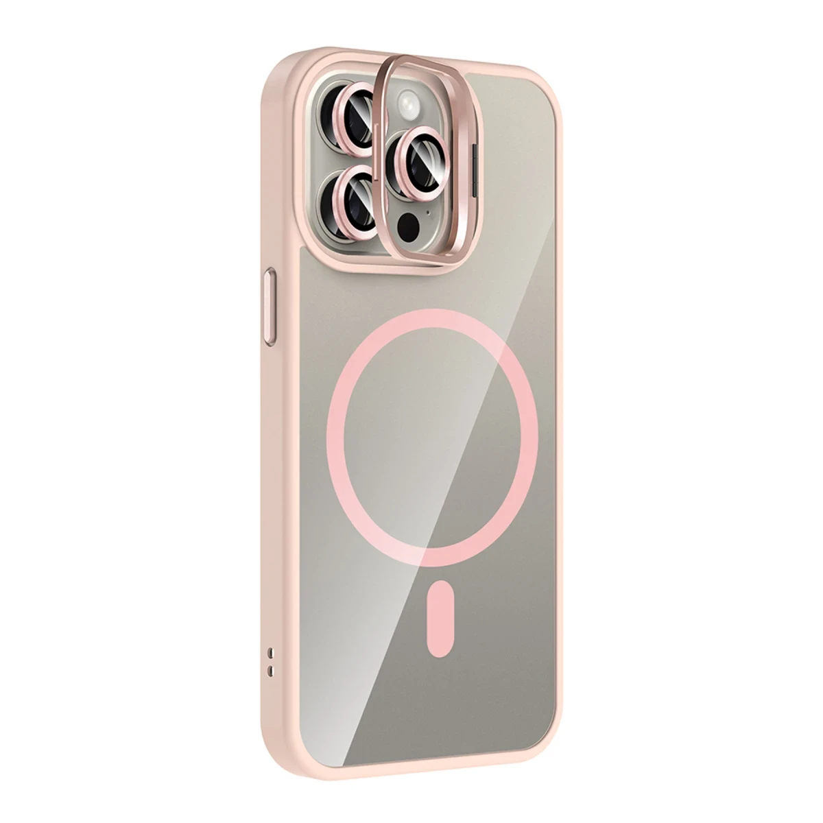 Joko Apple iPhone 14 Pro Max Remim Lensli Magsafe Standlı Kapak - Pembe