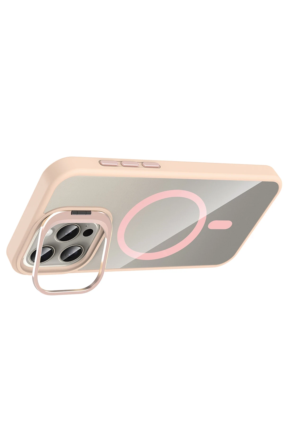 Joko Apple iPhone 14 Pro Max Remim Lensli Magsafe Standlı Kapak - Pembe