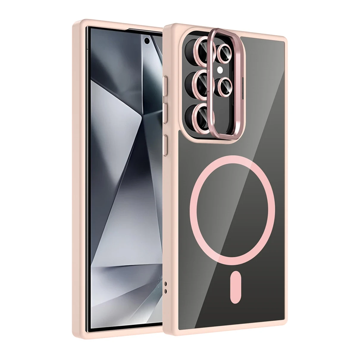 Joko Samsung Galaxy S24 Ultra Remim Lensli Magsafe Standlı Kapak - Pembe