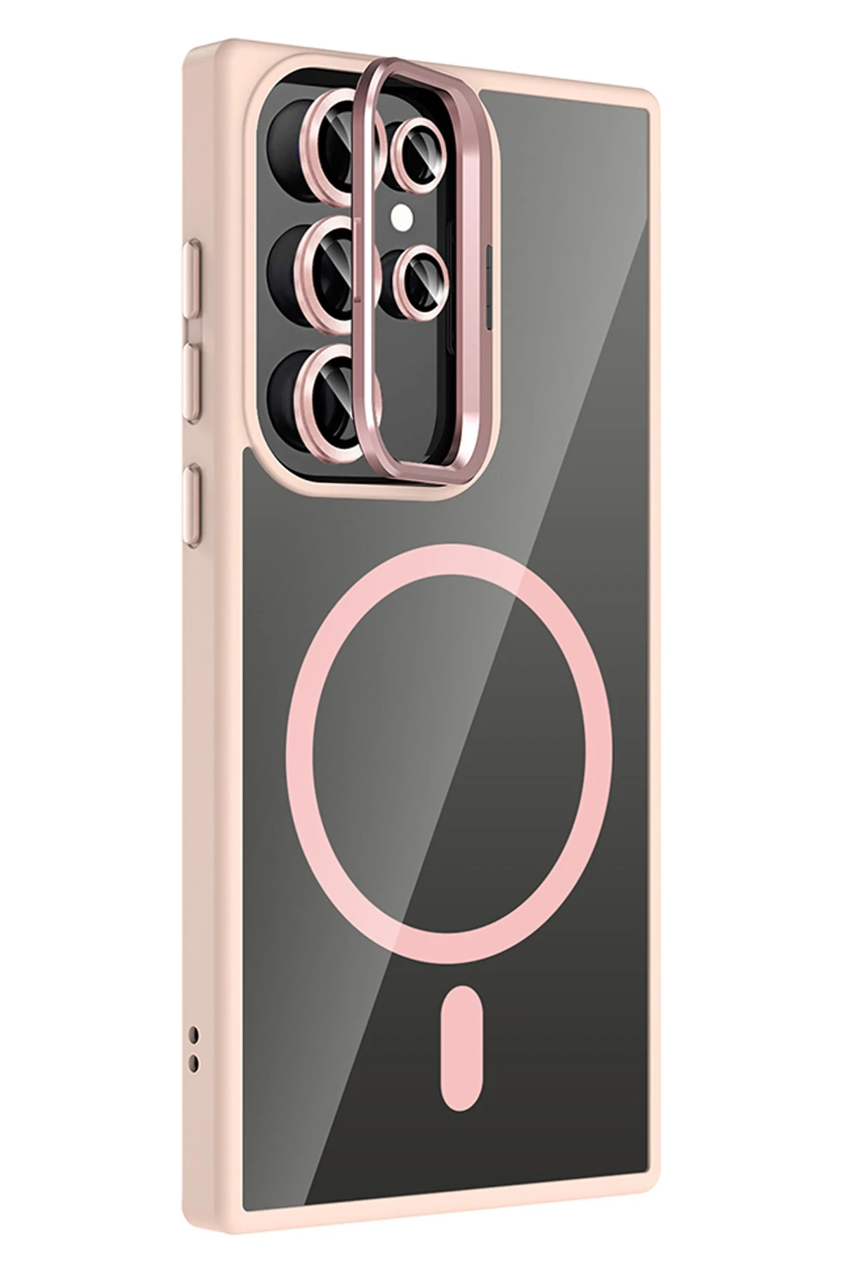 Joko Samsung Galaxy S24 Ultra Remim Lensli Magsafe Standlı Kapak - Pembe