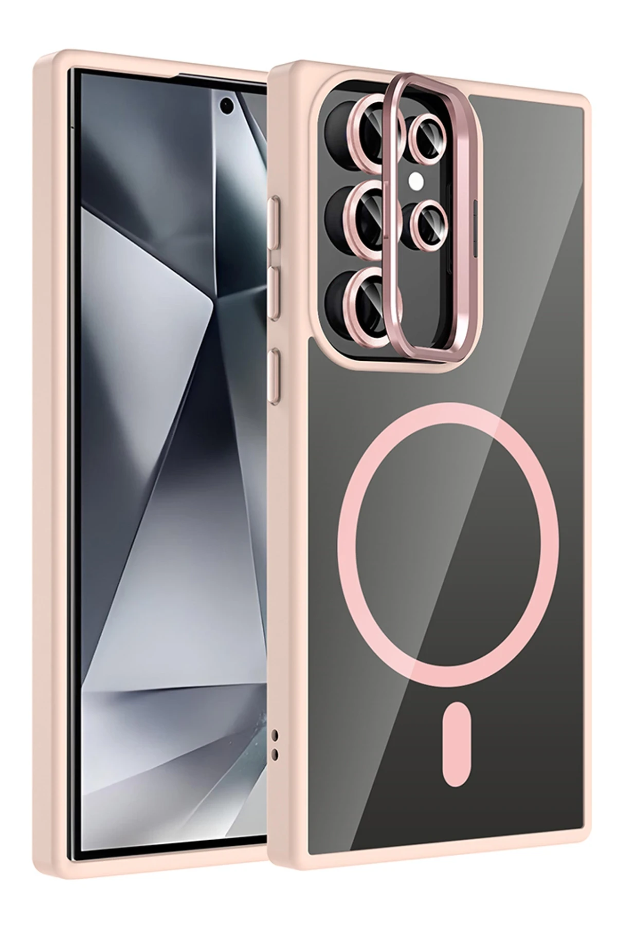 Joko Samsung Galaxy S25 Ultra Remim Lensli Magsafe Standlı Kapak - Pembe