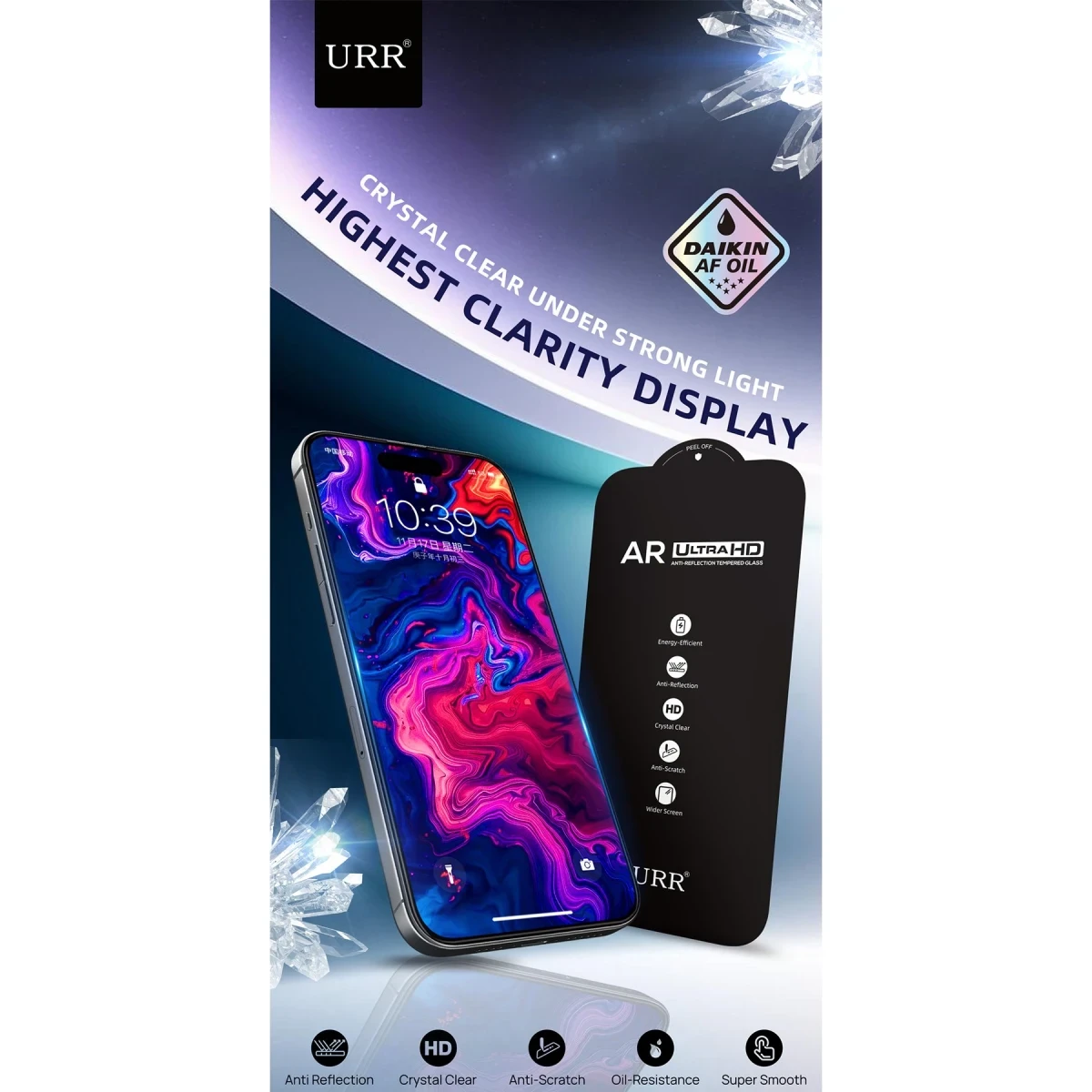 URR Apple iPhone 17 Air 3D Anti Reflection AR Ultra HD Cam Ekran Koruyucu - Siyah