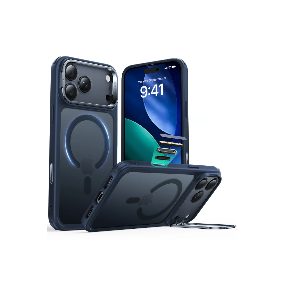 ESR Apple iPhone 17 Pro Classic Hybrid Magsafe Standlı Kapak - Mavi