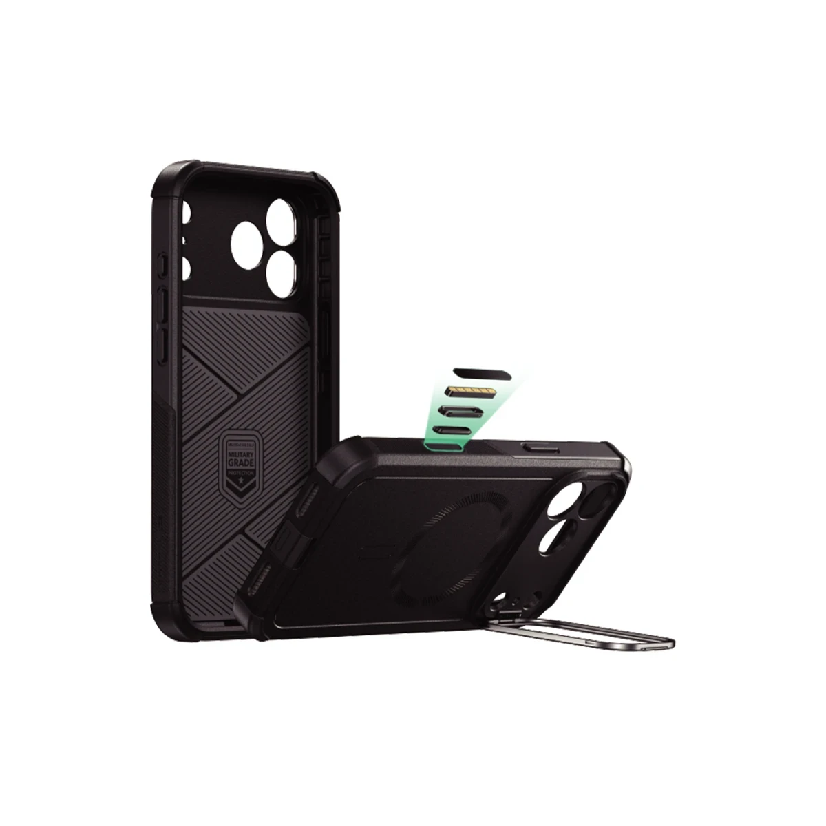 ESR Apple iPhone 17 Pro Max Cyber Tough Magsafe Stantlı Kapak - Siyah