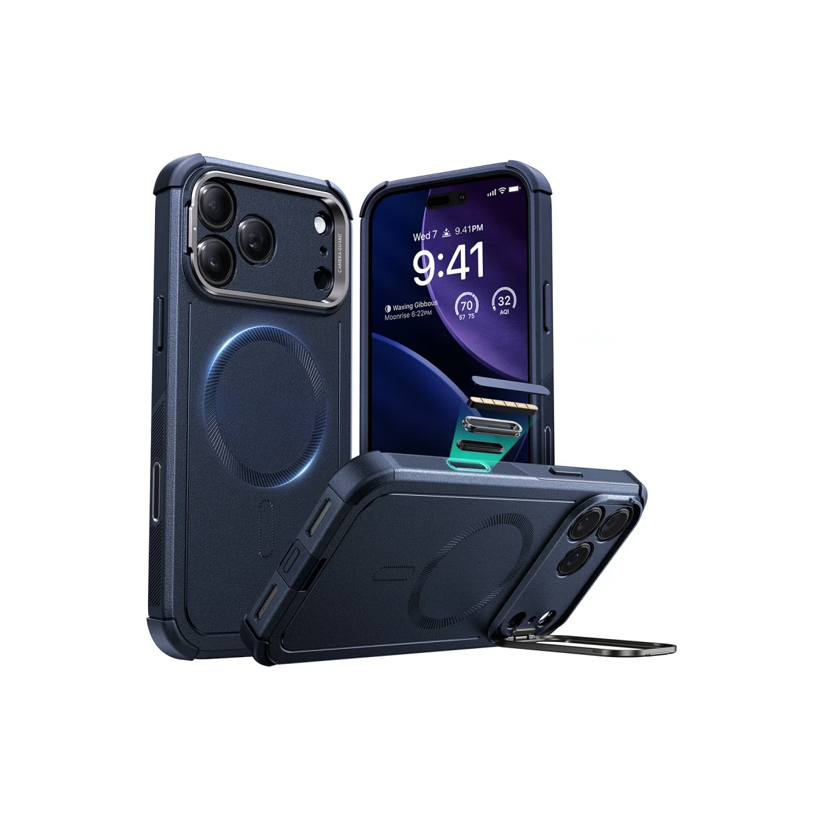 ESR Apple iPhone 17 Pro Max Cyber Tough Magsafe Stantlı Kapak - Lacivert