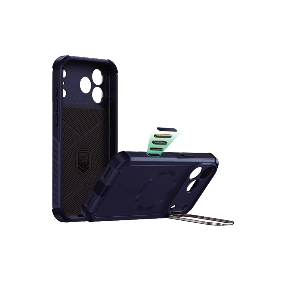 ESR Apple iPhone 17 Pro Max Cyber Tough Magsafe Stantlı Kapak - Lacivert