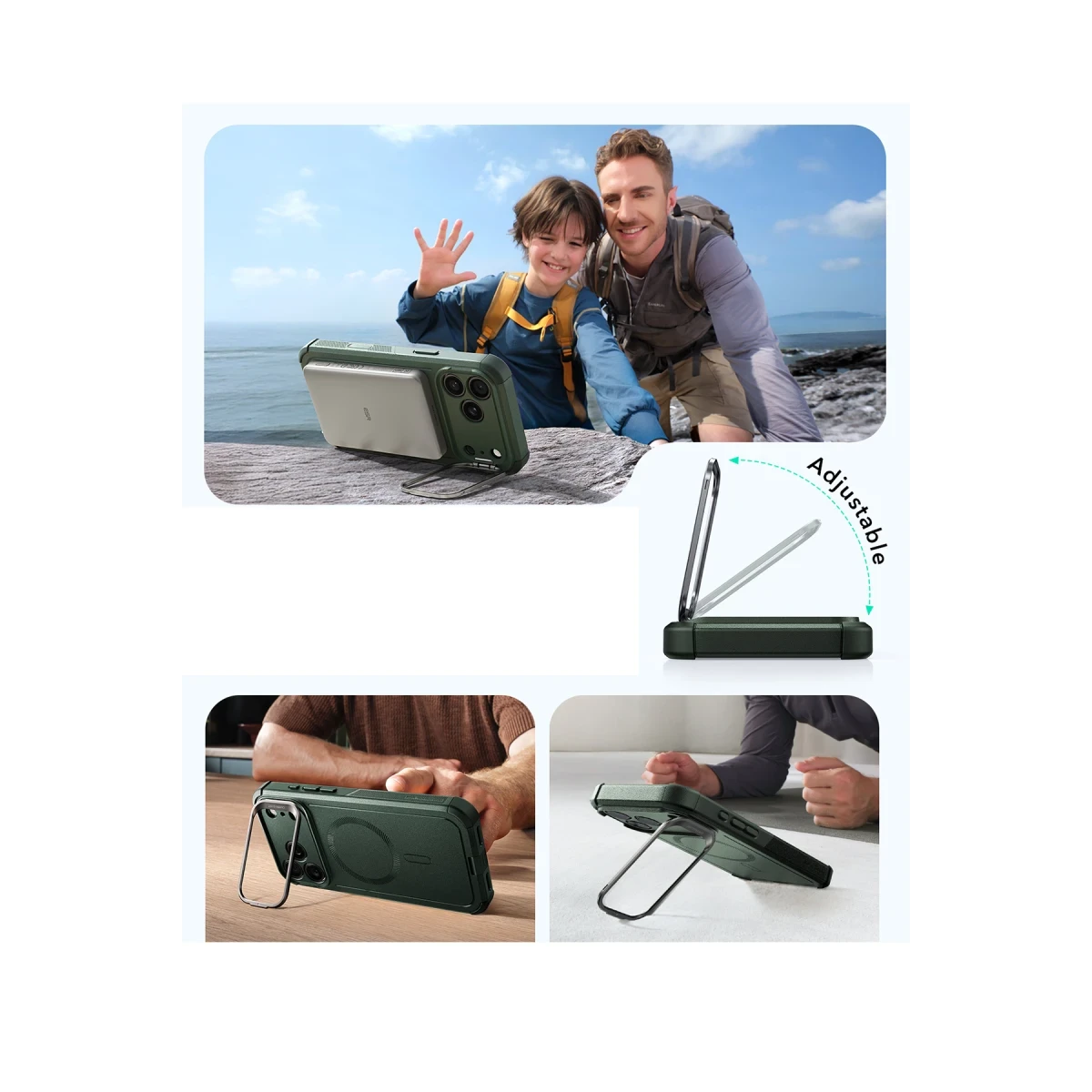 ESR Apple iPhone 17 Pro Max Cyber Tough Magsafe Stantlı Kapak - Yeşil