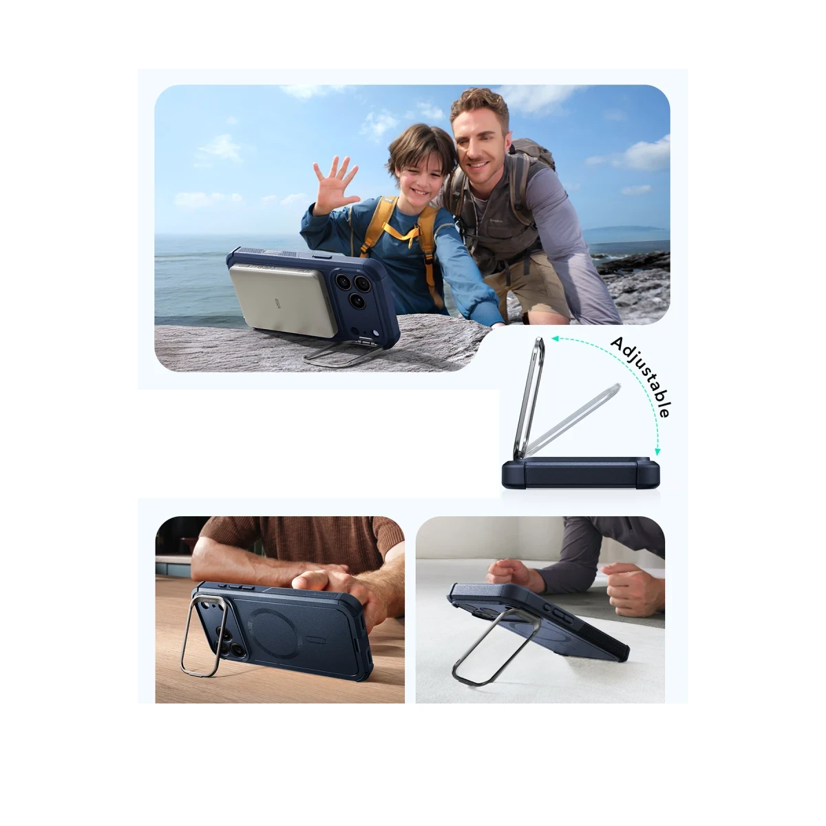 ESR Apple iPhone 17 Pro Cyber Tough Magsafe Stantlı Kapak - Lacivert