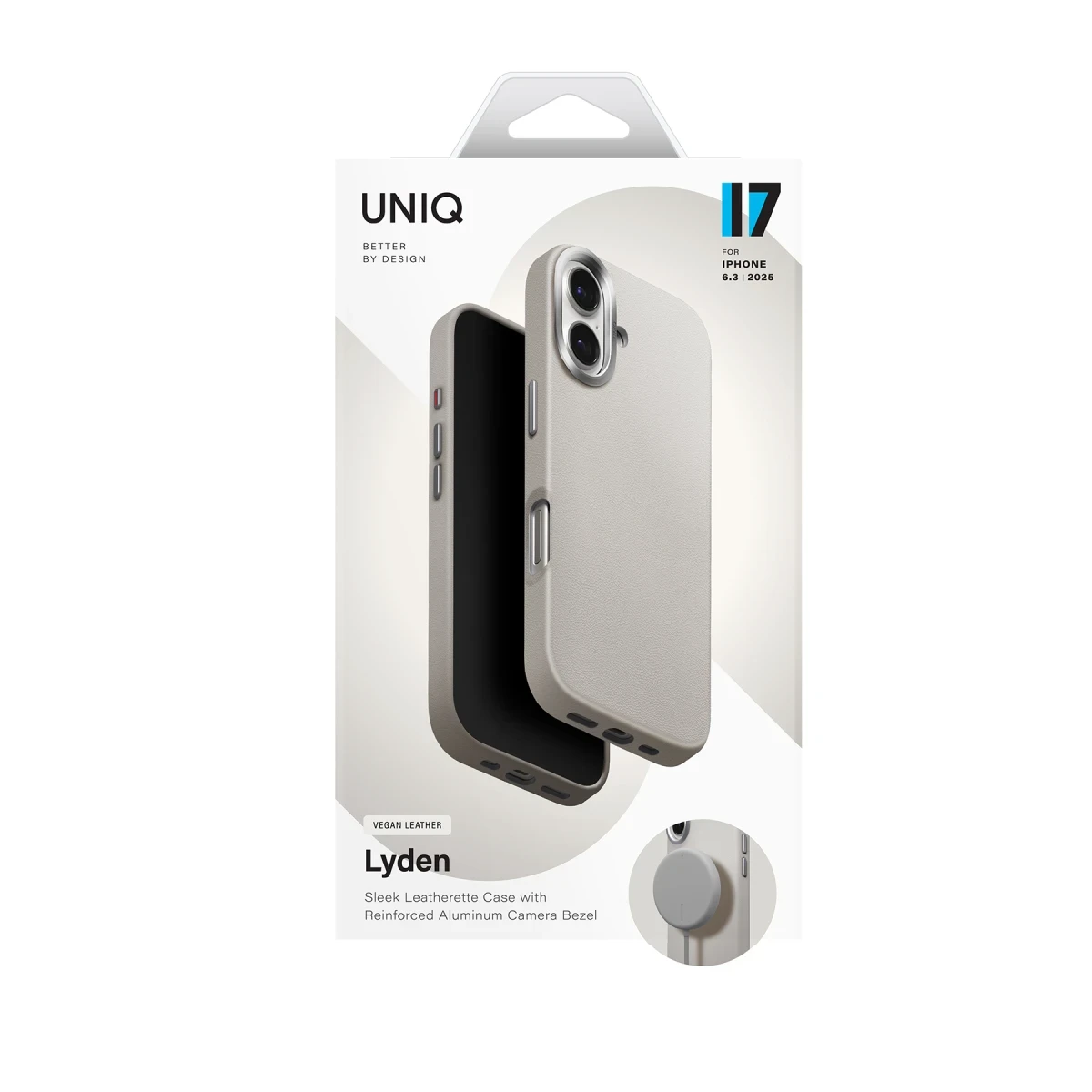 Uniq Apple iPhone 17 Lyden Magsafe Deri Kapak - Gri