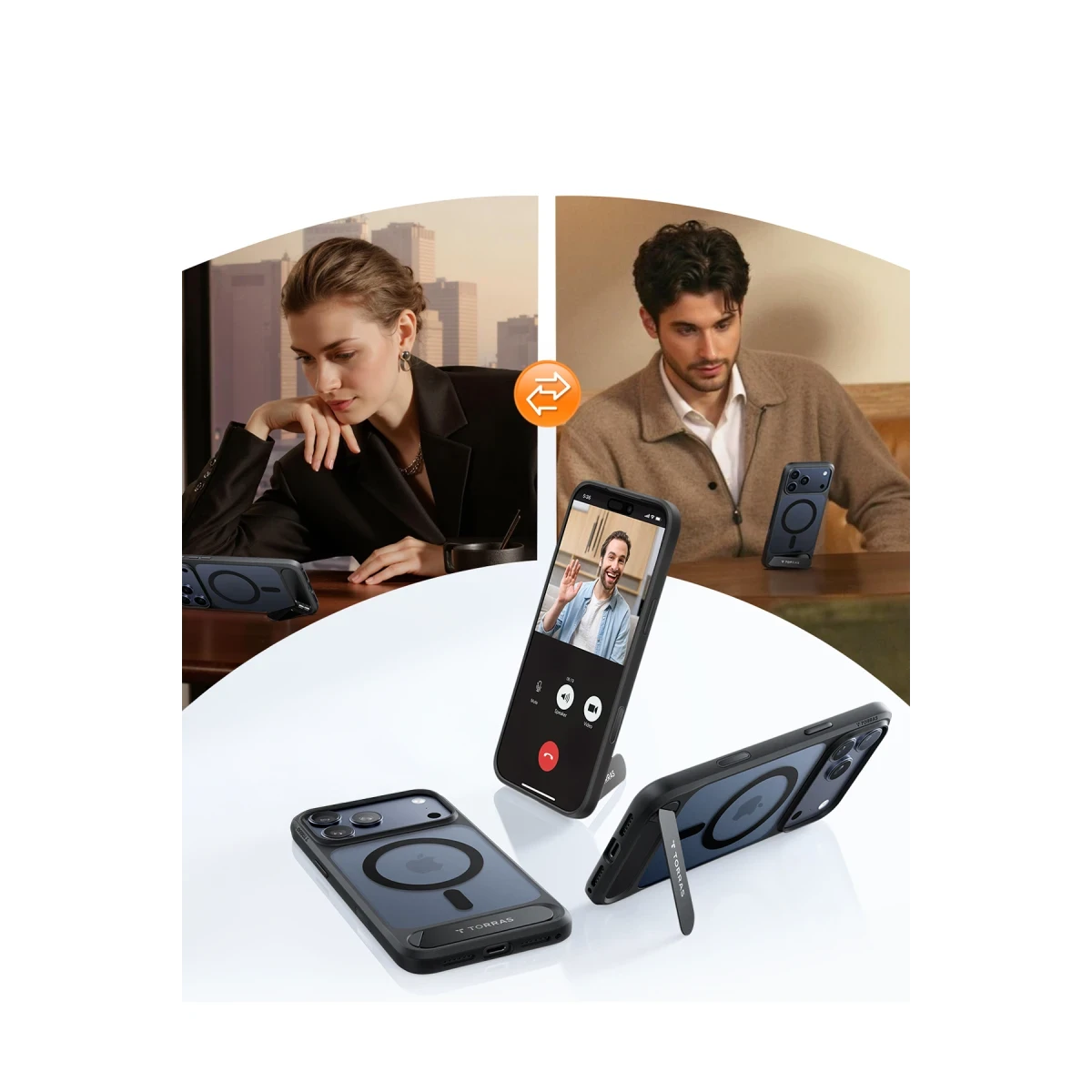 Torras Apple iPhone 17 Pro Max P Stand Serisi Magsafe Kılıf - Siyah