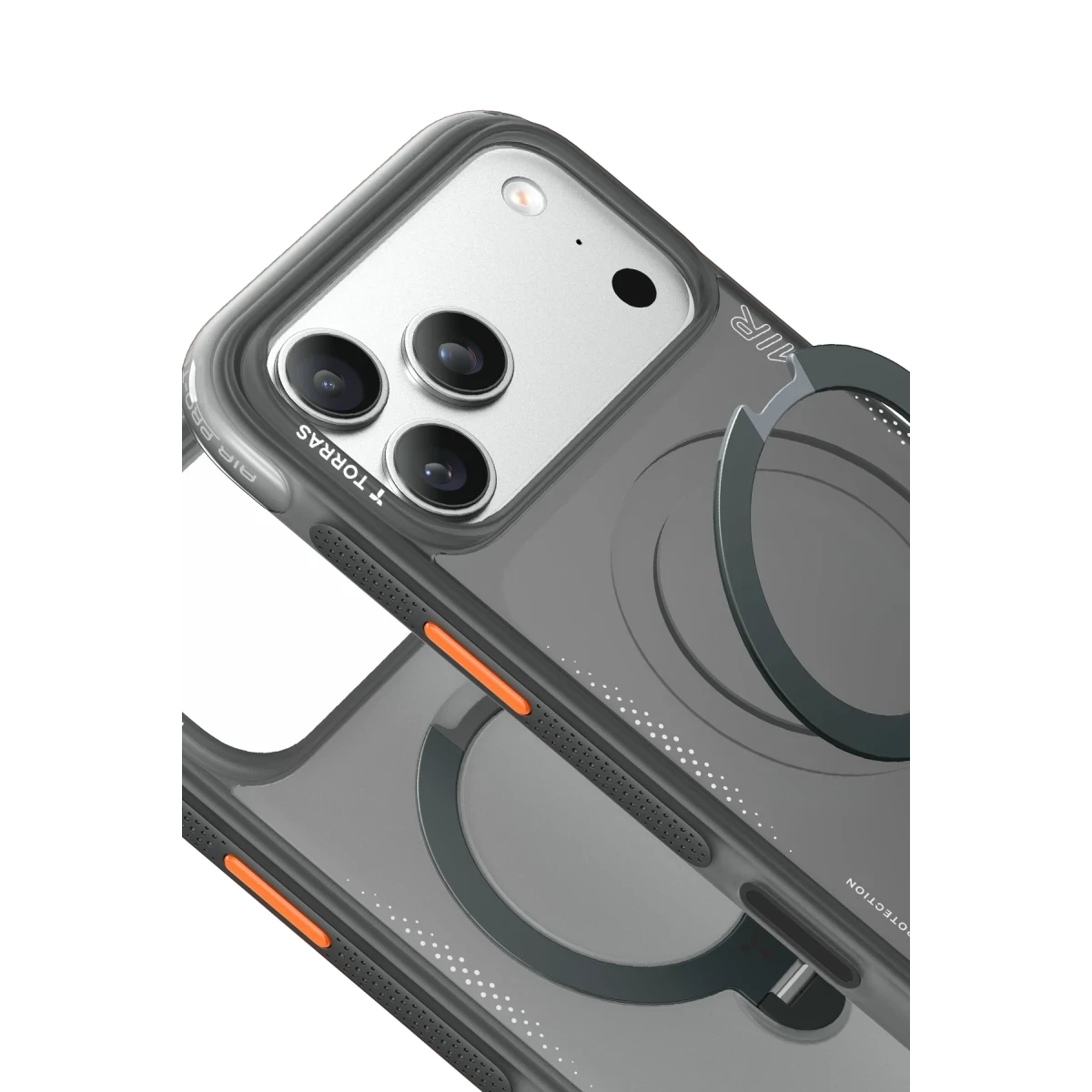 Torras Apple iPhone 17 Pro Max O Stand Spin Air Serisi Magsafe Kılıf - Siyah