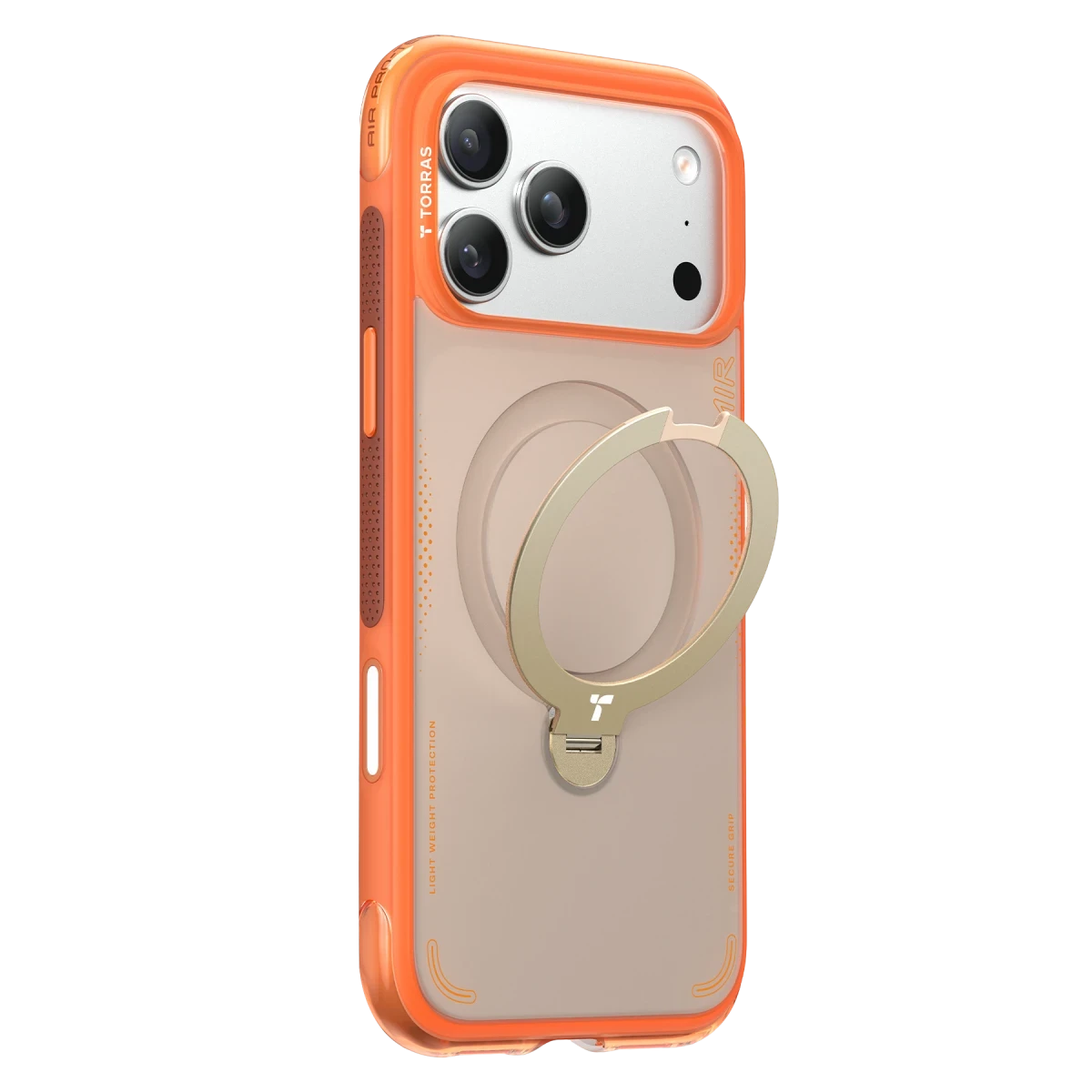 Torras Apple iPhone 17 Pro O Stand Spin Air Serisi Magsafe Kılıf - Turuncu