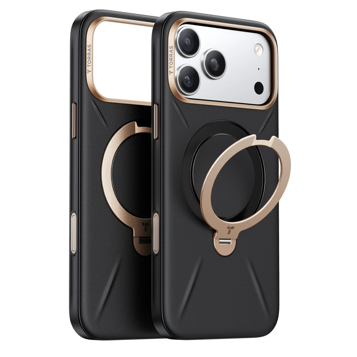 Torras Apple iPhone 17 Pro O Stand Spin VegSkin Serisi Magsafe Kılıf - Siyah