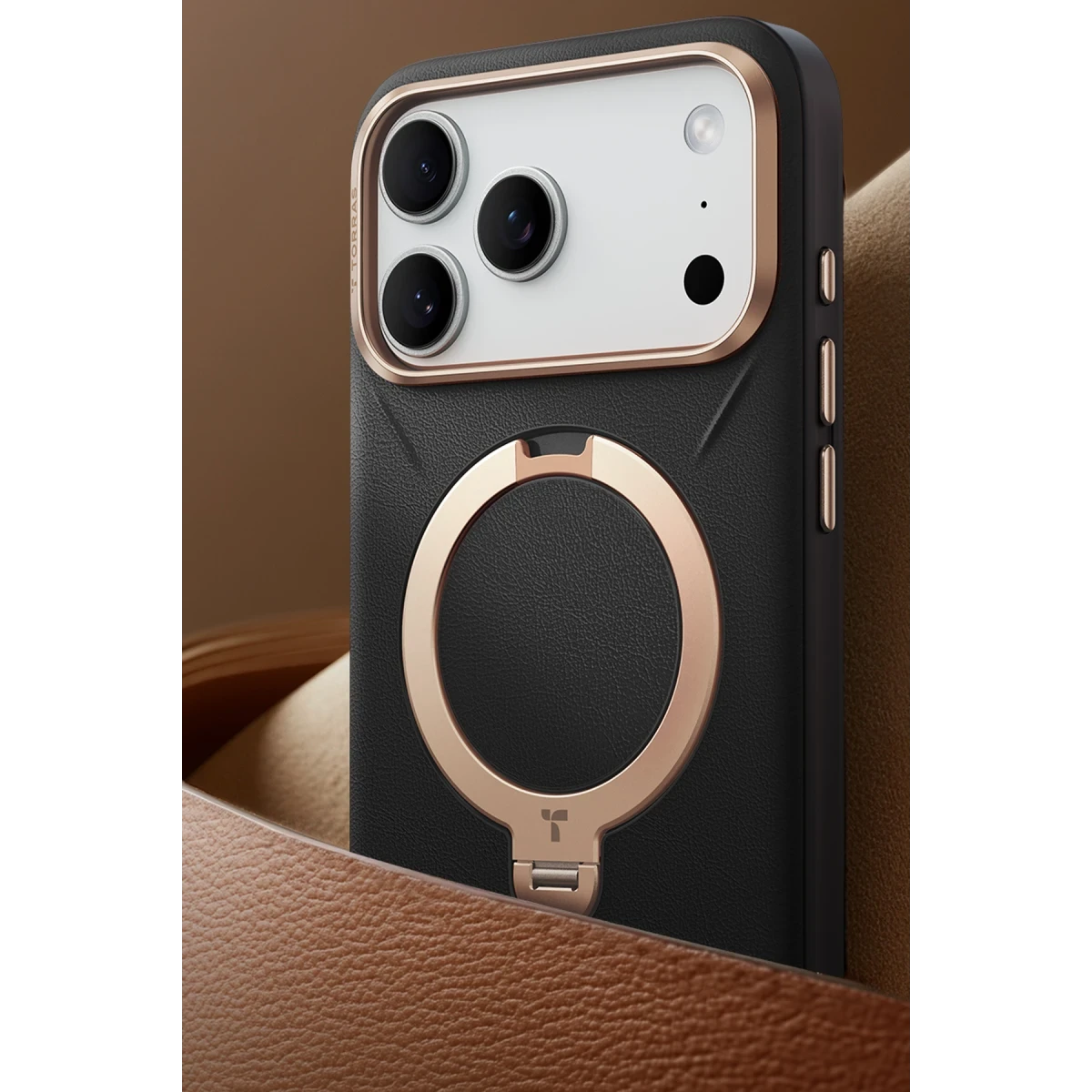Torras Apple iPhone 17 Pro O Stand Spin VegSkin Serisi Magsafe Kılıf - Siyah