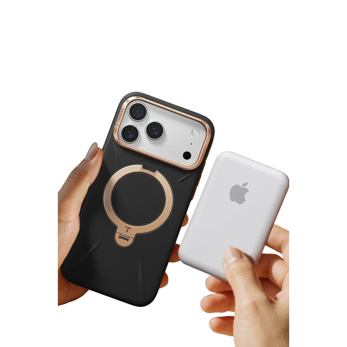 Torras Apple iPhone 17 Pro O Stand Spin VegSkin Serisi Magsafe Kılıf - Siyah