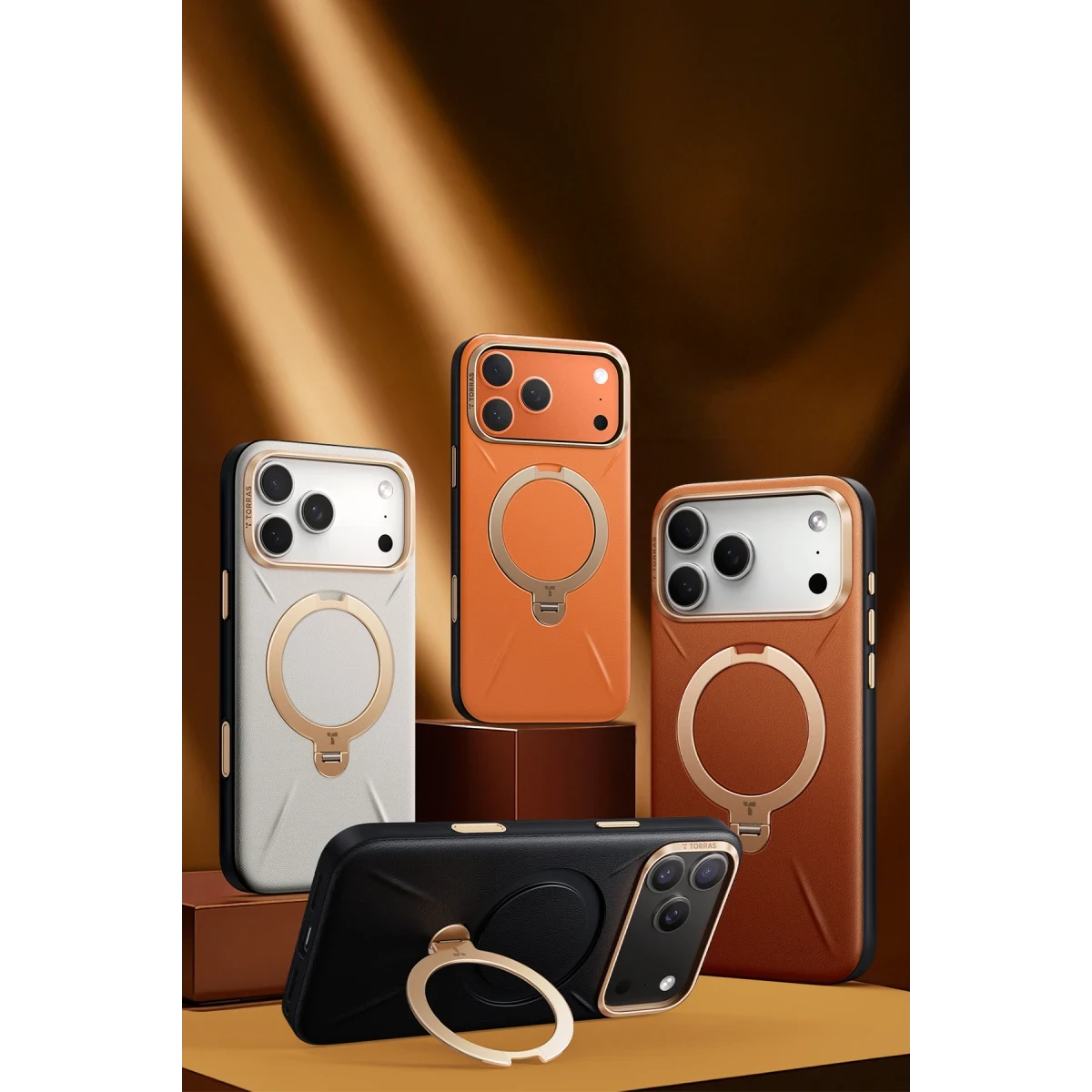 Torras Apple iPhone 17 Pro O Stand Spin VegSkin Serisi Magsafe Kılıf - Siyah