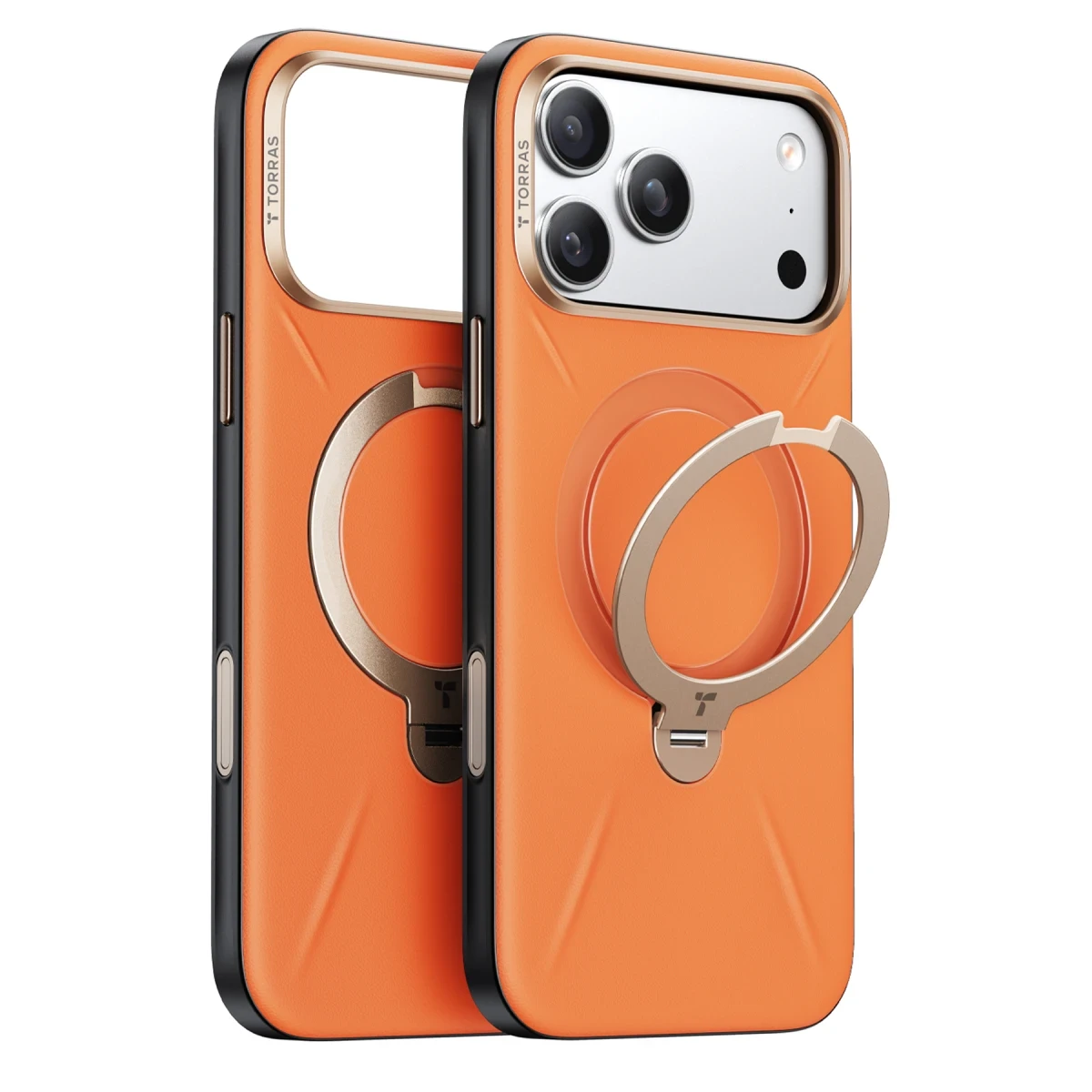 Torras Apple iPhone 17 Pro O Stand Spin VegSkin Serisi Magsafe Kılıf - Turuncu