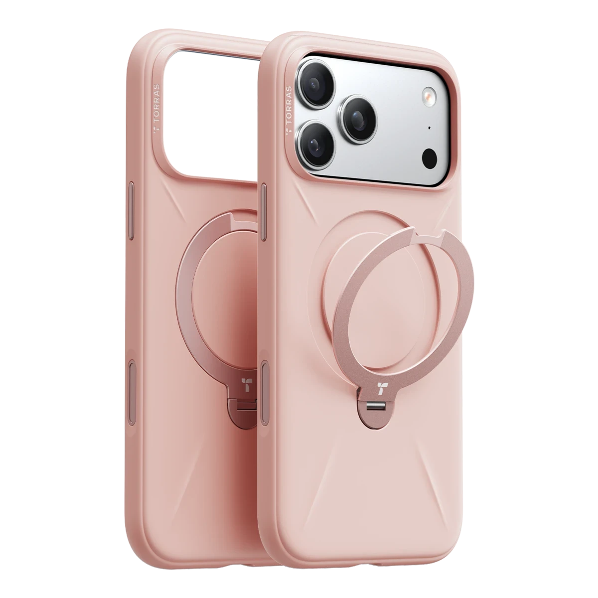 Torras Apple iPhone 17 Pro O Stand Spin Silicone Serisi Magsafe Kılıf - Pembe