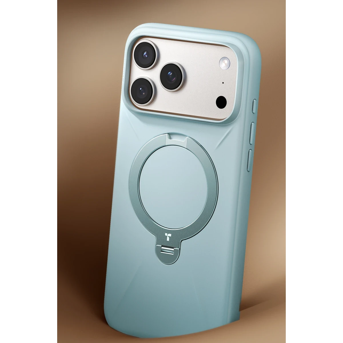 Torras Apple iPhone 17 Pro O Stand Spin Silicone Serisi Magsafe Kılıf - Açık Mavi