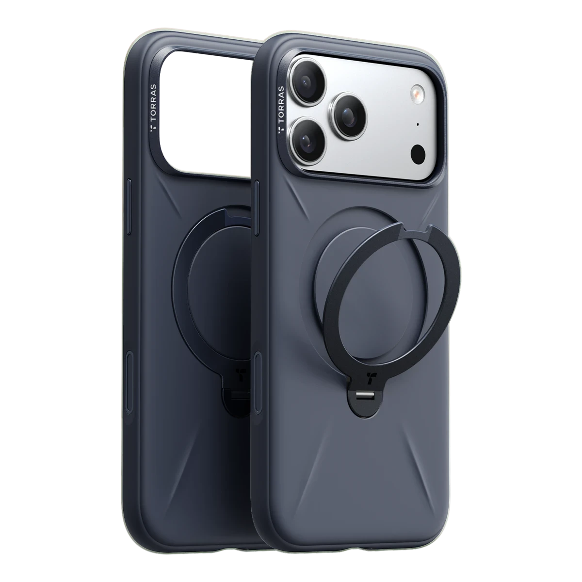 Torras Apple iPhone 17 Pro O Stand Spin Silicone Serisi Magsafe Kılıf - Lacivert