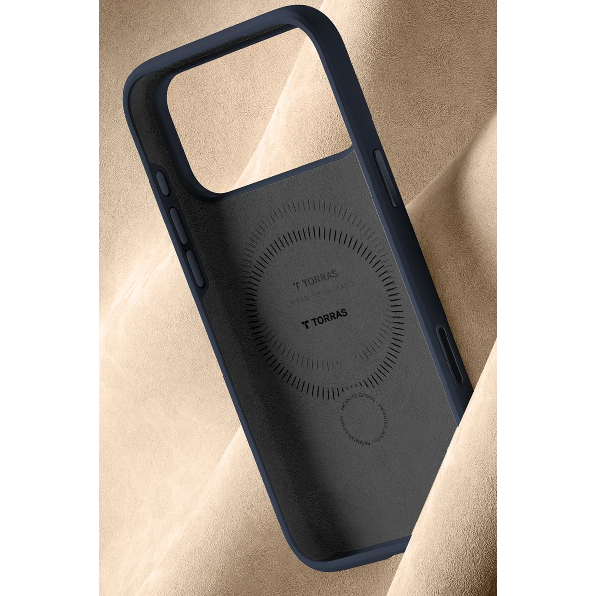 Torras Apple iPhone 17 Pro O Stand Spin Silicone Serisi Magsafe Kılıf - Lacivert