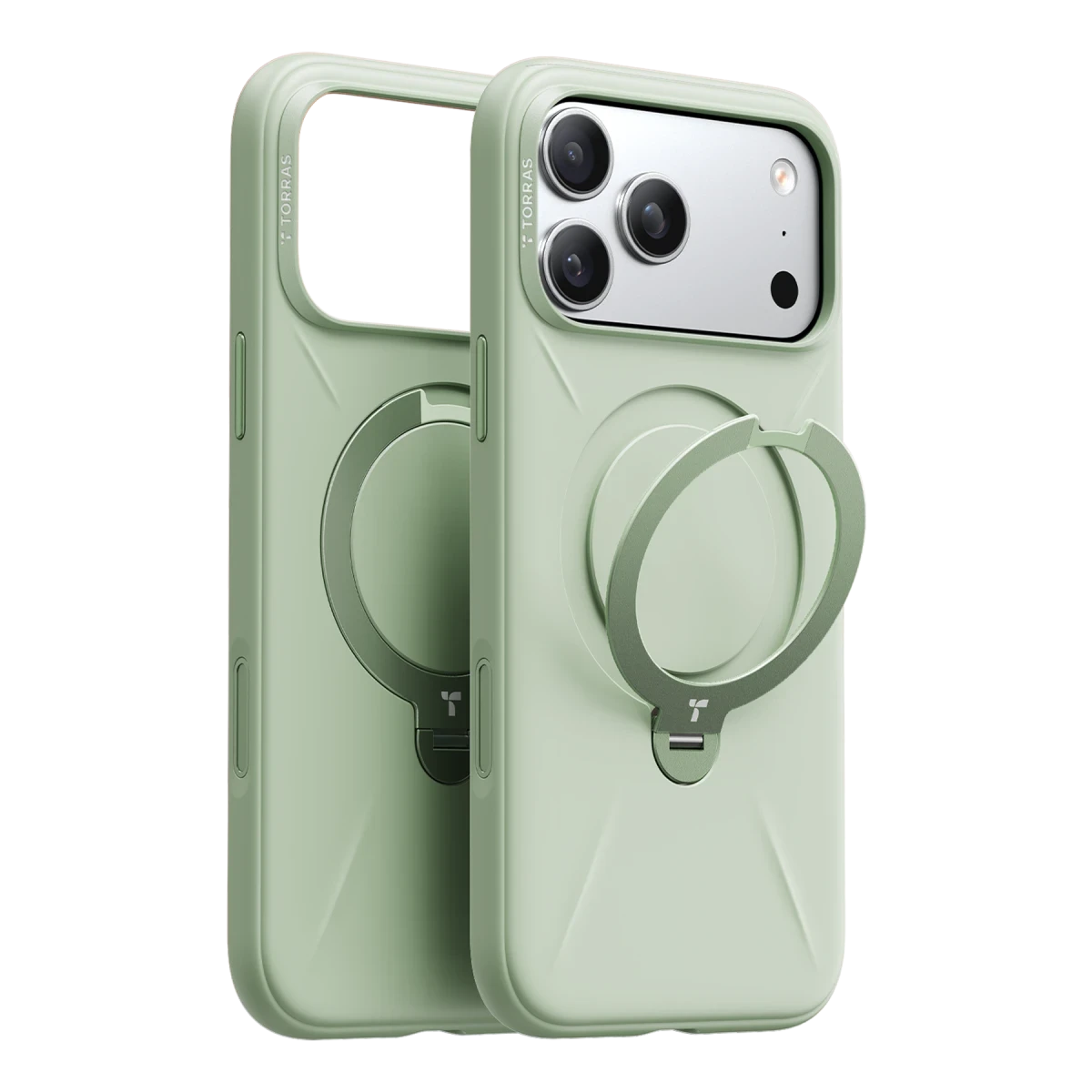 Torras Apple iPhone 17 Pro Max O Stand Spin Silicone Serisi Magsafe Kılıf - Yeşil
