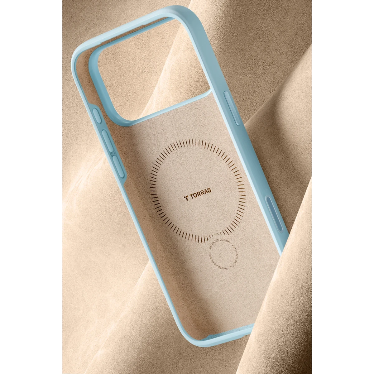 Torras Apple iPhone 17 Pro Max O Stand Spin Silicone Serisi Magsafe Kılıf - Açık Mavi