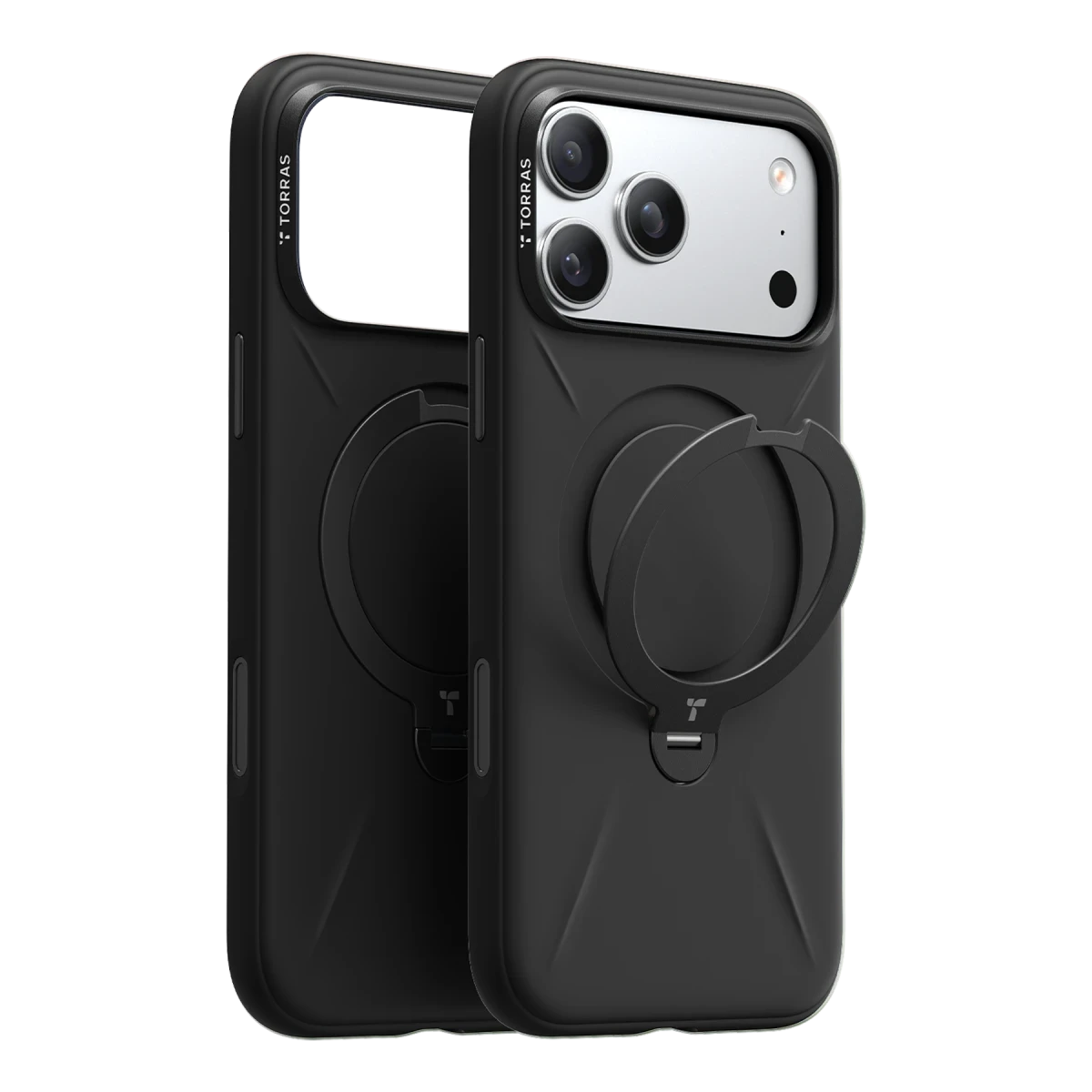 Torras Apple iPhone 17 Pro Max O Stand Spin Silicone Serisi Magsafe Kılıf - Siyah
