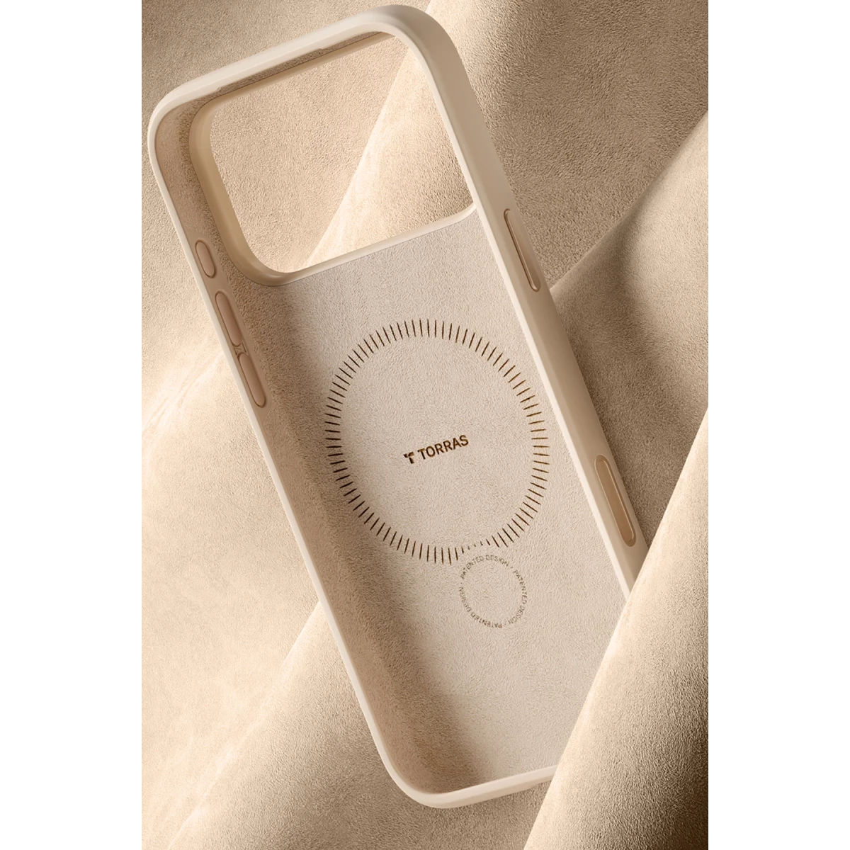 Torras Apple iPhone 17 Pro Max O Stand Spin Silicone Serisi Magsafe Kılıf - Krem