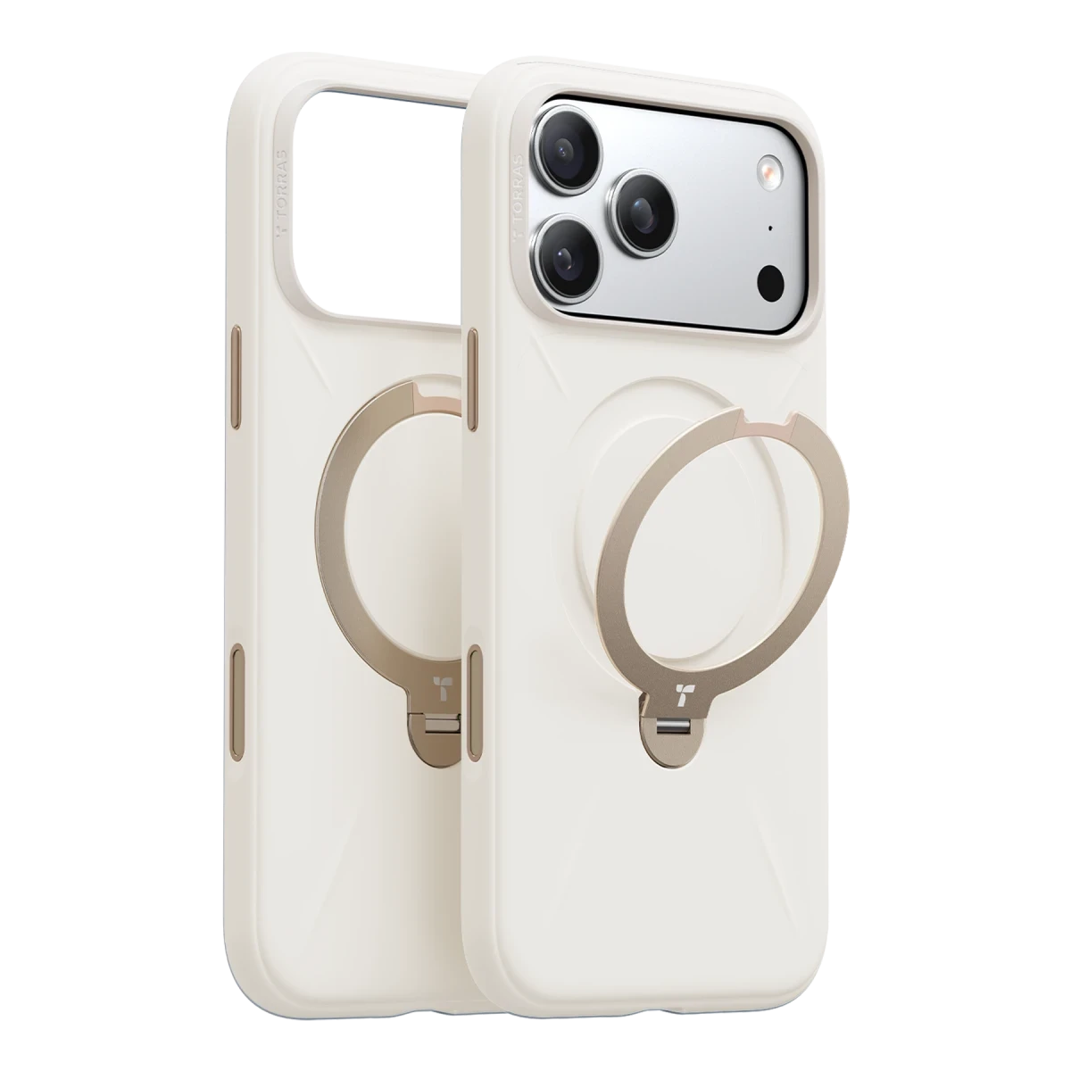 Torras Apple iPhone 17 Pro Max O Stand Spin Silicone Serisi Magsafe Kılıf - Beyaz