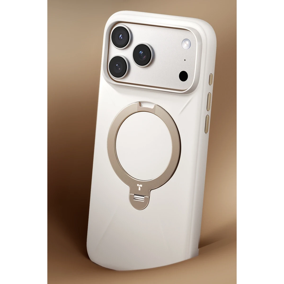 Torras Apple iPhone 17 Pro Max O Stand Spin Silicone Serisi Magsafe Kılıf - Beyaz