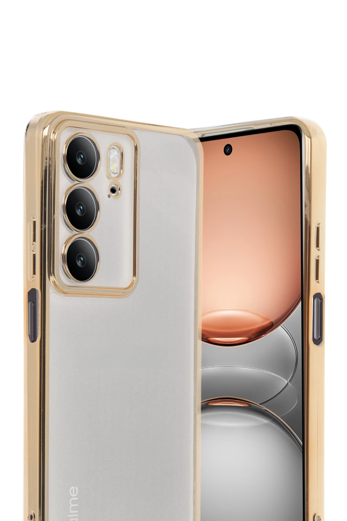 Newface Realme C75 4G Kılıf Razer Lensli Silikon - Gold