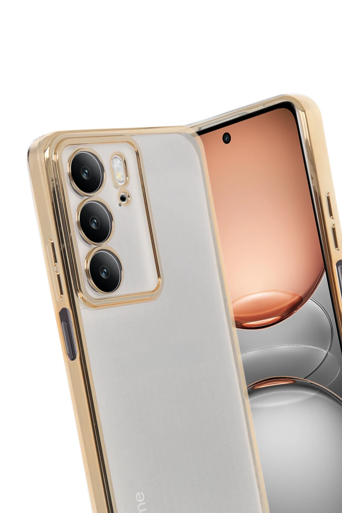 Newface Realme C75 4G Kılıf Razer Lensli Silikon - Gold