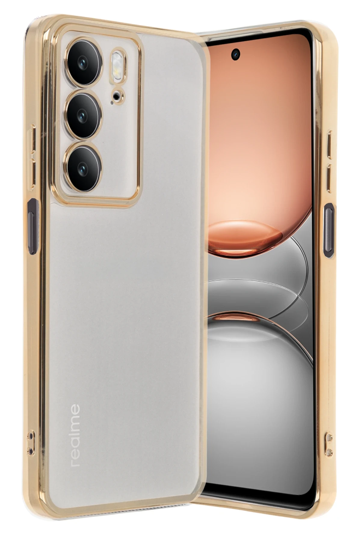 Newface Realme C75 4G Kılıf Razer Lensli Silikon - Gold