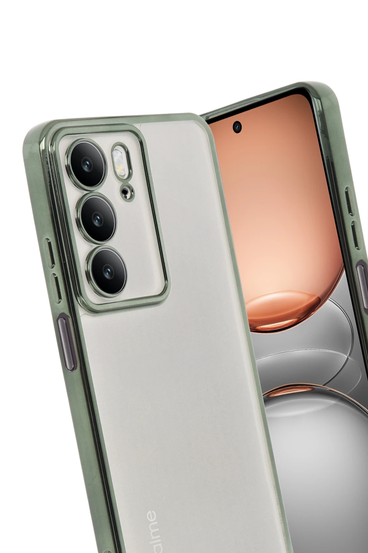 Newface Realme C75 4G Kılıf Razer Lensli Silikon - Yeşil