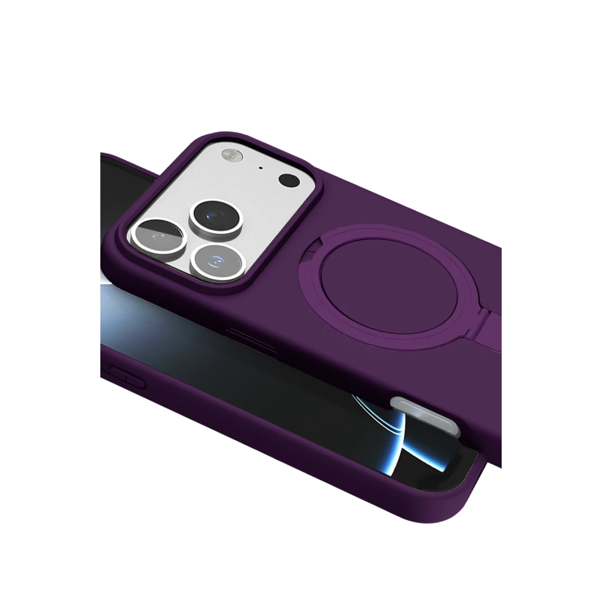 Newface Apple iPhone 17 Pro Max Regal Magsafe Standlı Kapak - Derin Mor