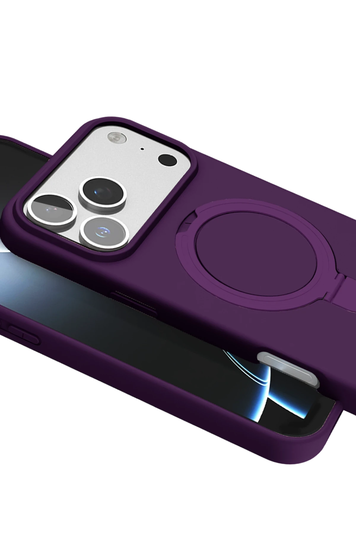 Newface Apple iPhone 17 Pro Regal Magsafe Standlı Kapak - Derin Mor