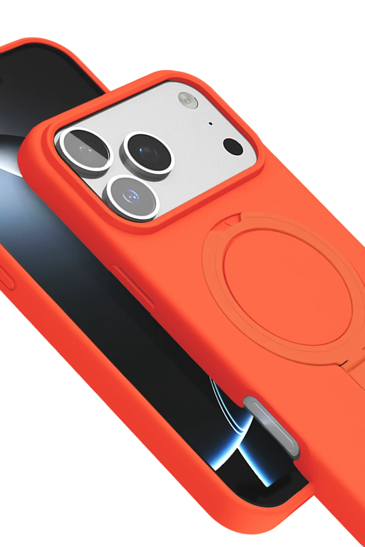 Newface Apple iPhone 17 Pro Regal Magsafe Standlı Kapak - Turuncu