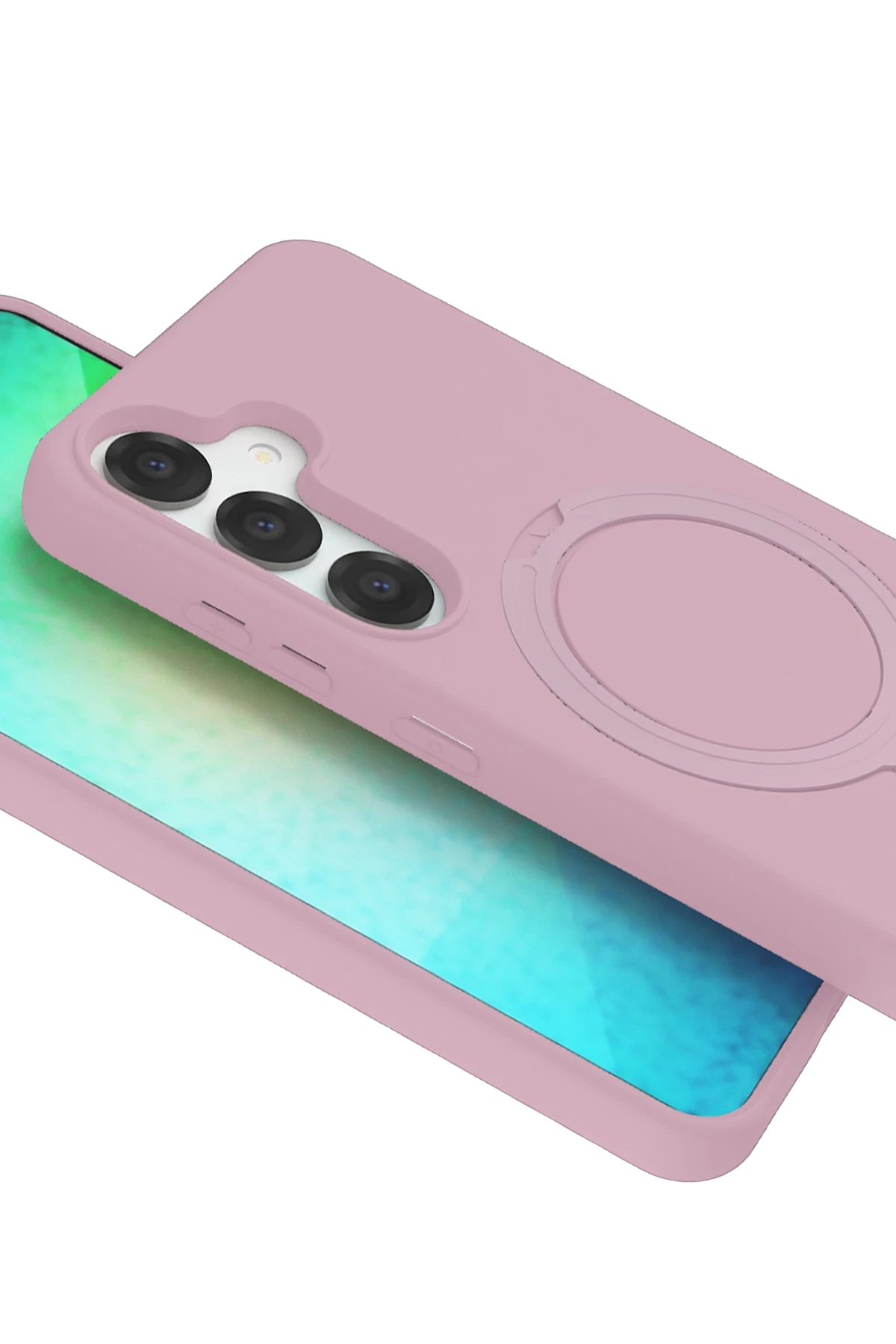 Newface Samsung Galaxy S25 Regal Magsafe Standlı Kapak - Açık Pembe