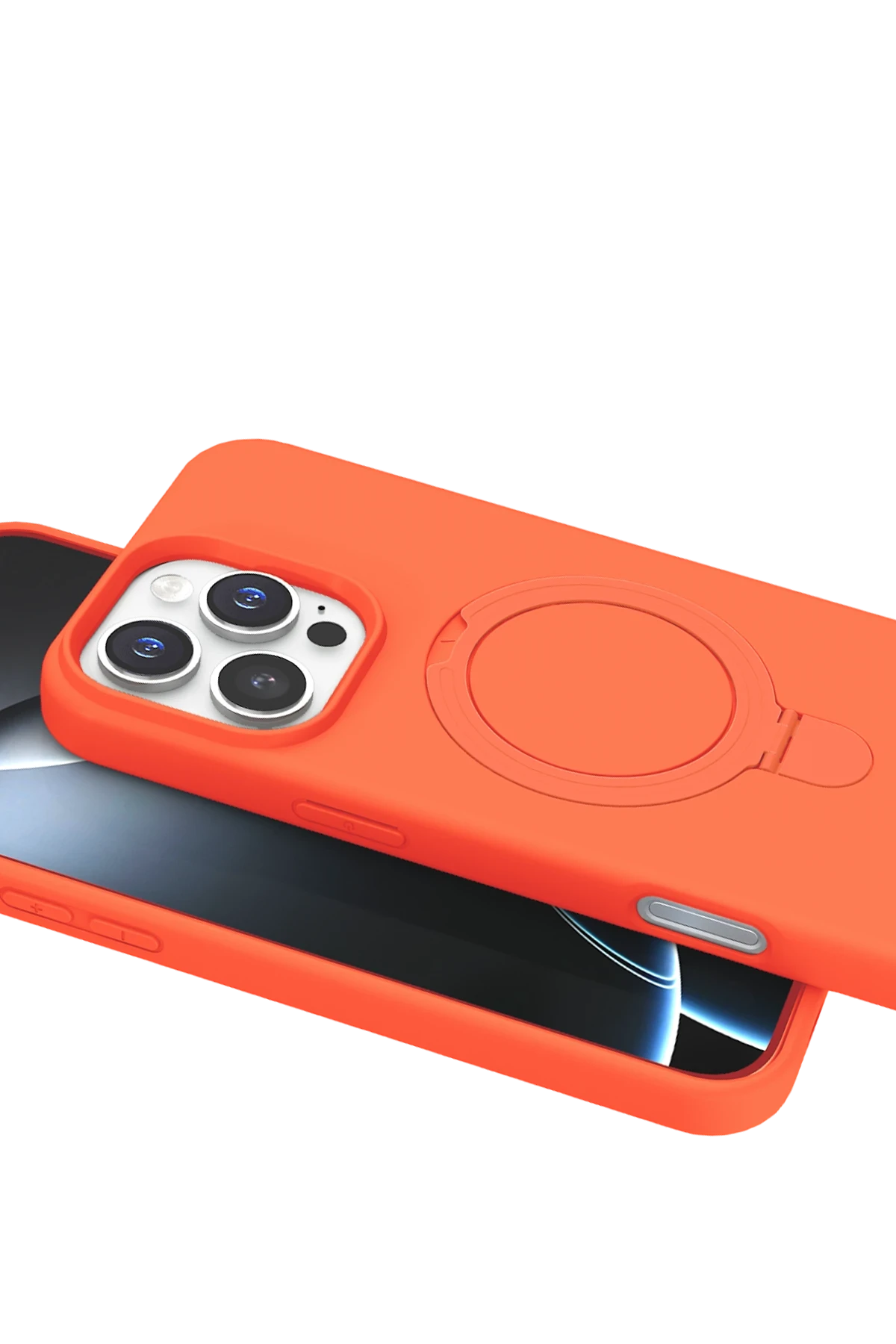 Newface Apple iPhone 16 Pro Regal Magsafe Standlı Kapak - Turuncu