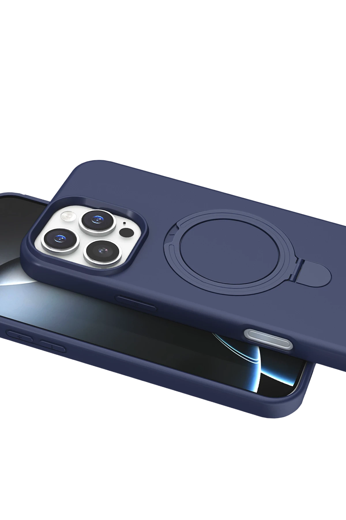 Newface Apple iPhone 16 Pro Regal Magsafe Standlı Kapak - Lacivert