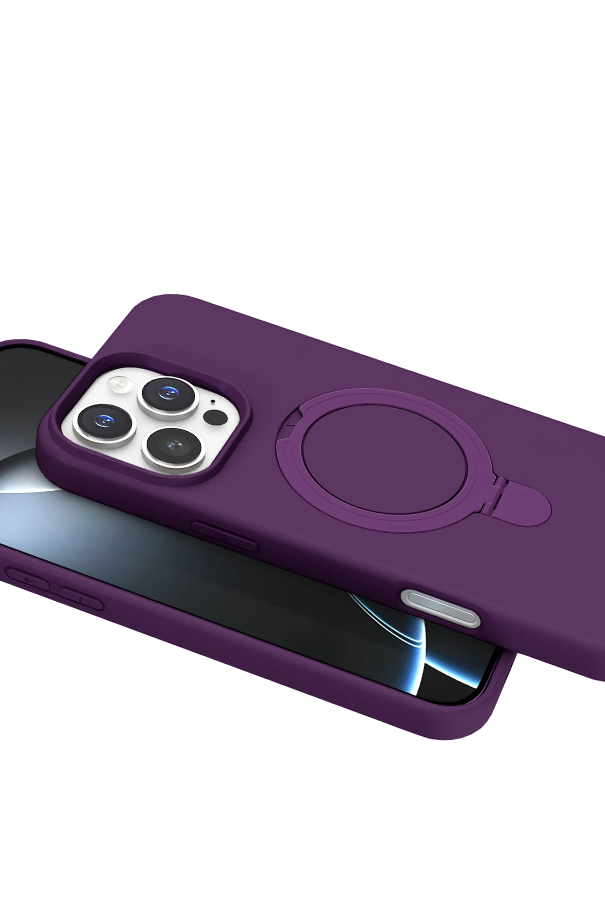 Newface Apple iPhone 16 Pro Regal Magsafe Standlı Kapak - Derin Mor