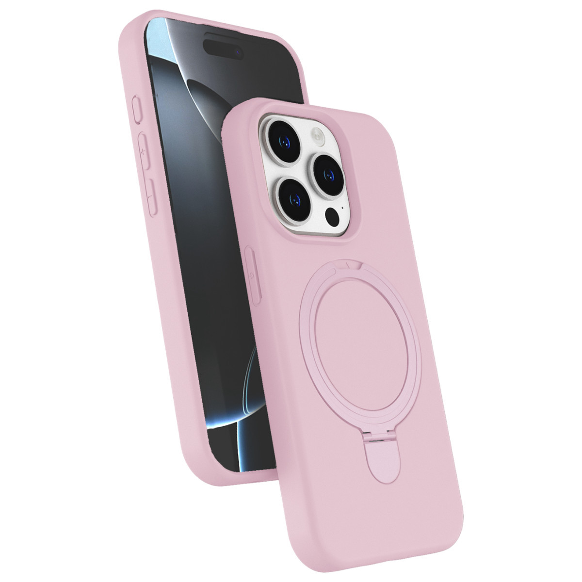 Newface Apple iPhone 15 Pro Max Regal Magsafe Standlı Kapak - Açık Pembe — görsel 11