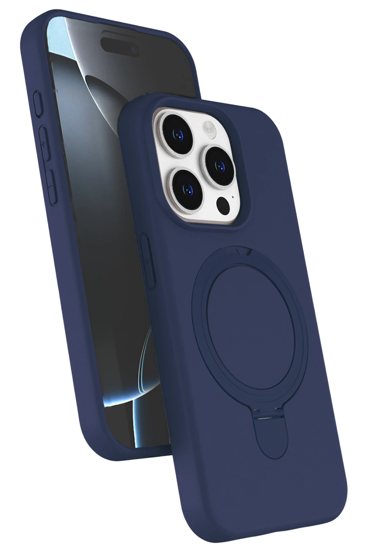 Newface Apple iPhone 15 Pro Max Regal Magsafe Standlı Kapak - Lacivert