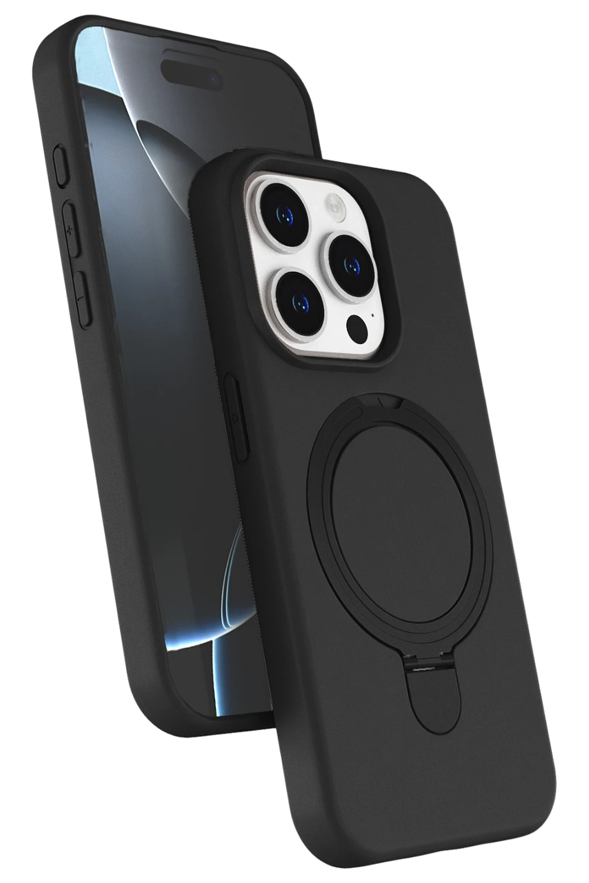 Newface Apple iPhone 15 Pro Max Regal Magsafe Standlı Kapak - Siyah