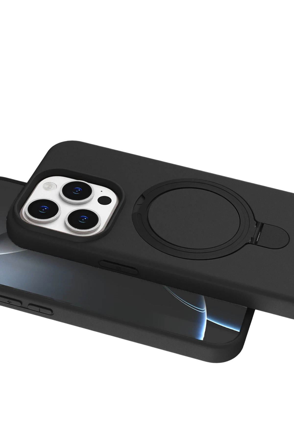 Newface Apple iPhone 15 Pro Max Regal Magsafe Standlı Kapak - Siyah