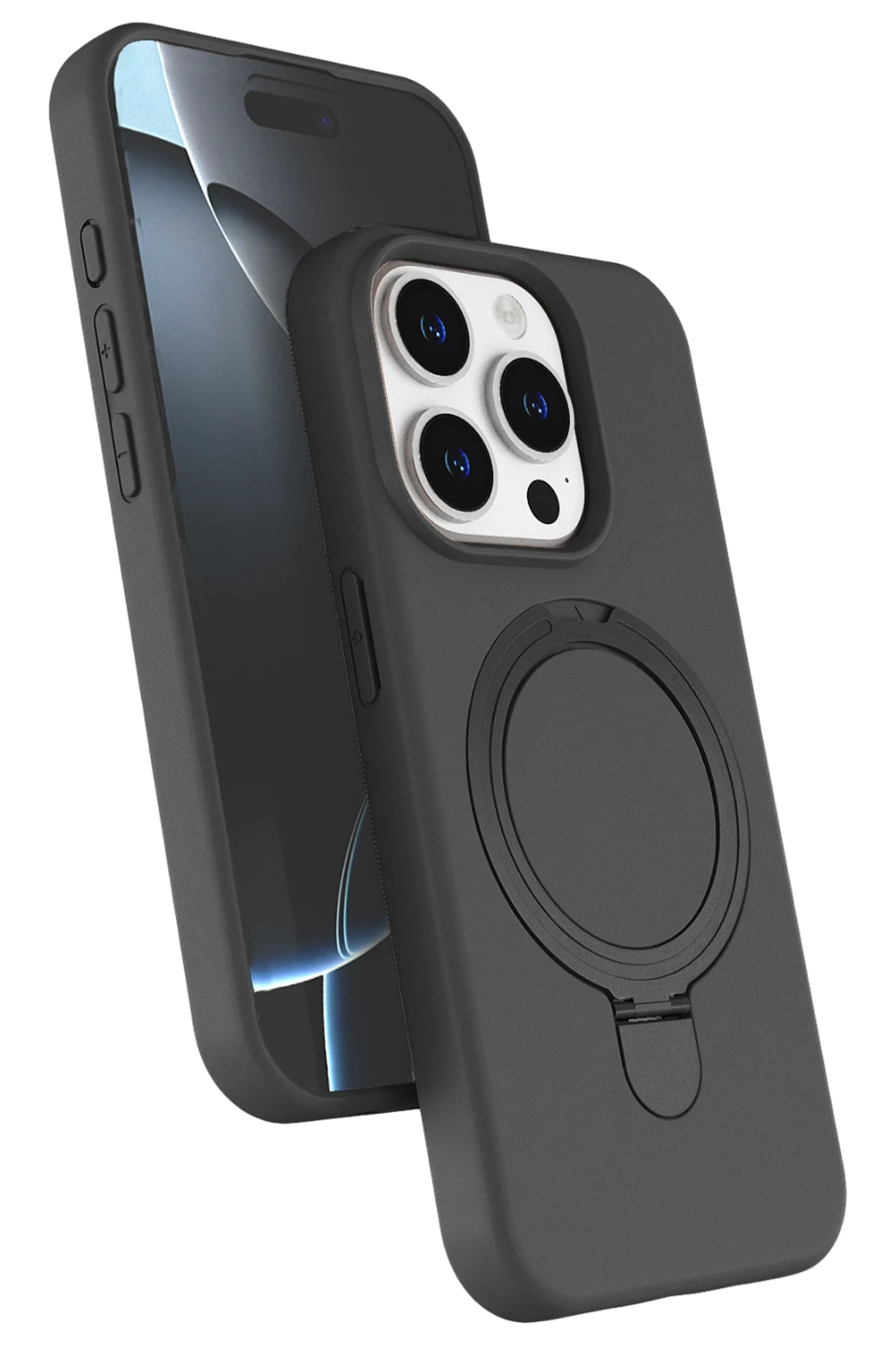 Newface Apple iPhone 15 Pro Max Regal Magsafe Standlı Kapak - Titan Gri