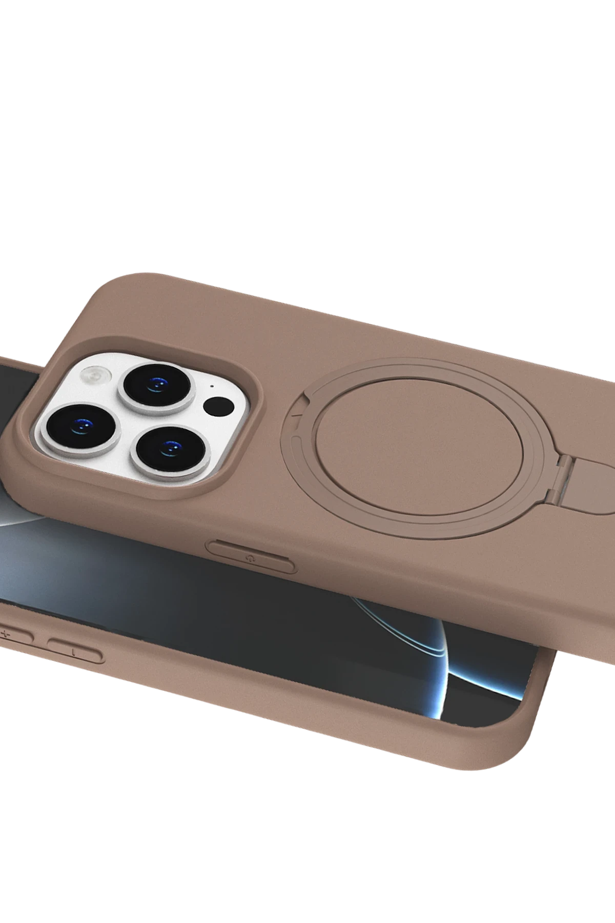 Newface Apple iPhone 15 Pro Max Regal Magsafe Standlı Kapak - Çöl Titanyum