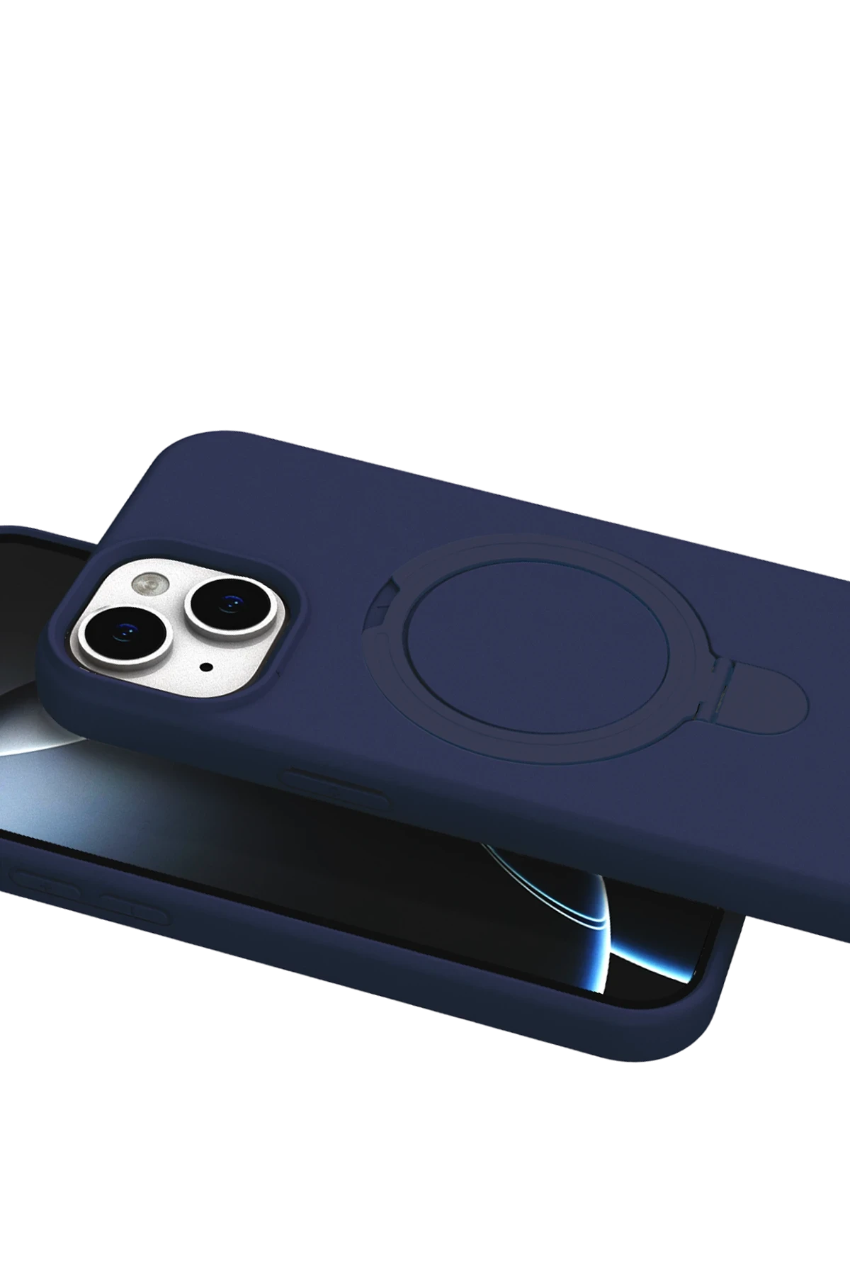 Newface Apple iPhone 15 Plus Regal Magsafe Standlı Kapak - Lacivert